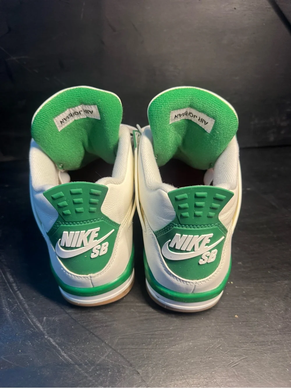 Jordan 4 pine green White and Green Retro Style Basketball Sneakers